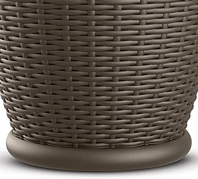 Suncast 4 Pack Wicker Planter w/ Drillable Drain Holes, Decorative Indoor/Outdoor Pot, 18in, Java