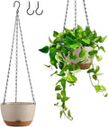 Hanging Planters for Indoor Plants, Set of 2 8/10 Inch Self-Watering Hanging Pots with Drainage Hole & Removable Water-Storage Tray II Screw-in Hooks