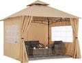 MASTERCANOPY Patio Gazebo Steel Frame Outdoor Gazebo with Windows Curtains (11x11,Beige)