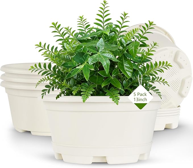 5 Packs 13 inch Plant Pot Modern Decorative Garden Pot with Saucer, Large planters for Outdoor Plants,Decorative Flower Pots