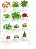 SORCEDAS Plant Stand Indoor Outdoor Plant Shelf 4 Tier Metal Corner Flower Stand Multiple Holder for Patio Garden Balcony Living Room, White