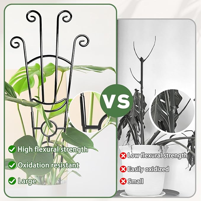 32.6in Monstera Plant Support Stakes for Indoor Plants, Metal Garden Plant Trellis for Climbing Plants, Pothos Vine Snake Climber Support，2p