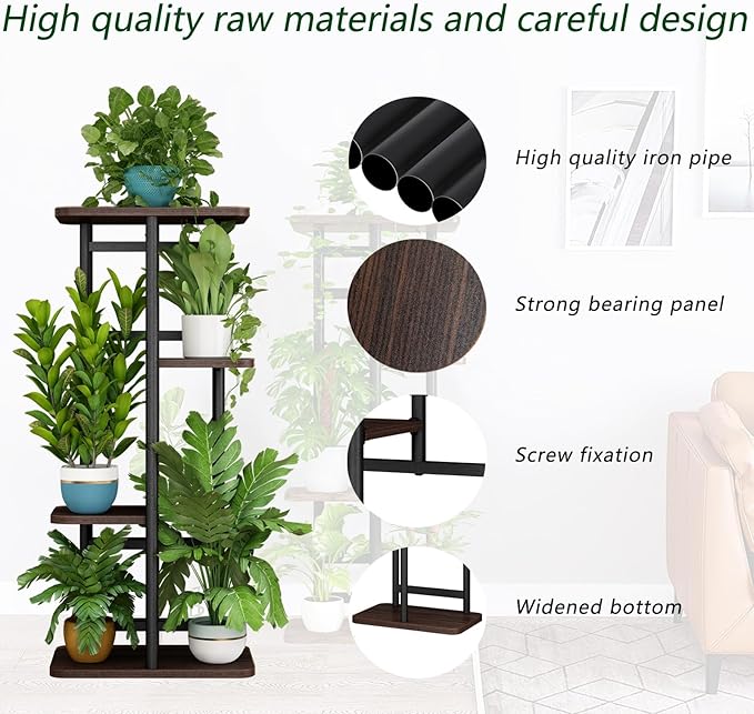 LINZINAR Plant Stand Indoor 4 Tier 5 Potted Multiple Plant Shelf Stands for Garden Corner Balcony Living Room
