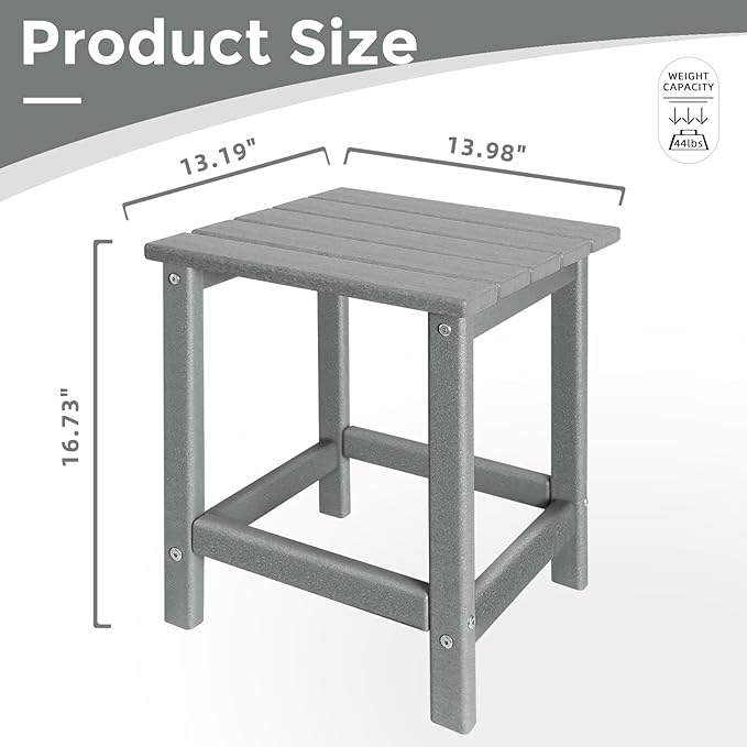 Outdoor Side Tables Adirondack, HDPE Small Table for Patio,Outside End Table for Porch, Deck, Pool, Weather Resistant/Easy Maintenance