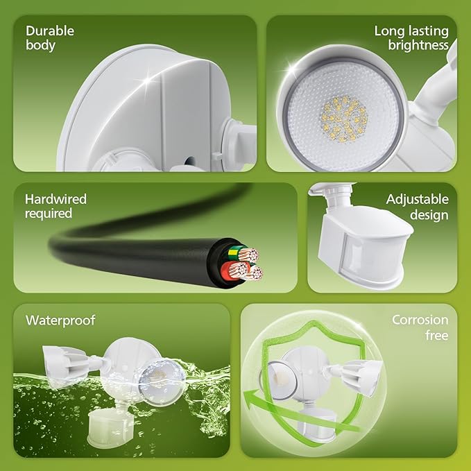 Philips 44W 4200 lm LED Security Light Outdoor w/PIR Motion Sensor, 5000K Daylight Flood Light, Waterproof, Dusk to Dawn, 2 Heads, 4 Modes(2 Packs)