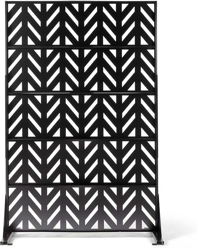 VINGLI Privacy Fence Panels, 72H’’ x 47W’’ Metal Privacy Screen Freestanding, Decorative Privacy Panels for Patio Garden Pool, Outdoor & Indoor (Arrowhead)