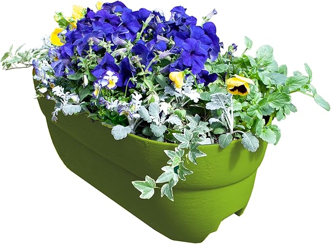 Bloomers Railing Planter with Drainage Holes- 24” W- Sage Green