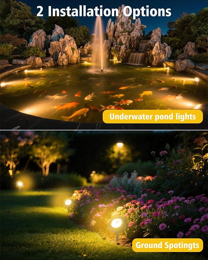 CORESLUX Solar Spot Lights Outdoor Waterproof IP68, 3-in-1 LED Warm Light Solar Landscape Lights, 2 Light Modes Landscape Path Lights for Outside Garden Yard Pond Pathway