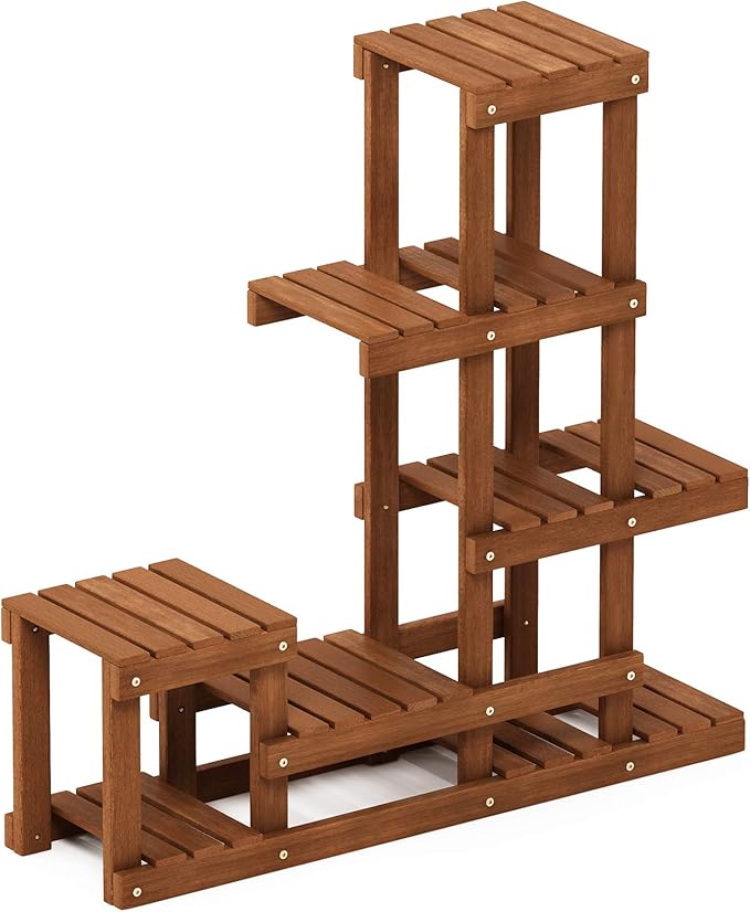 Furinno FG18451 Tioman Hardwood Patio Furniture Outdoor Flower Stand in Teak Oil, Natural