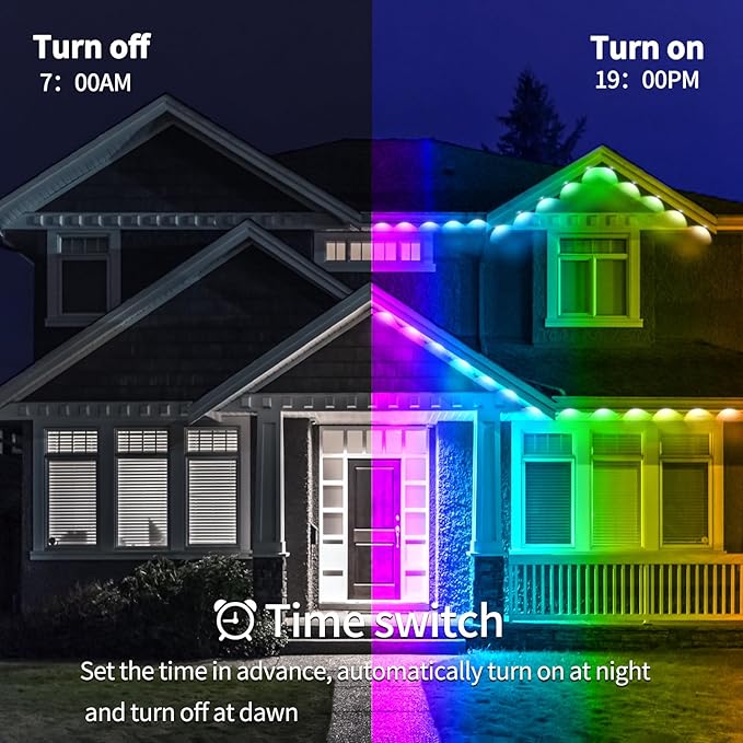 60ft Permanent Outdoor Light, RGB Outdoor eave Lights with APP & Remote Control,Music synchronisation IP67 Waterproof LED eave Light,Suitable for Party, Daily,Halloween,Christmas,Rooftop,Garden,Patio