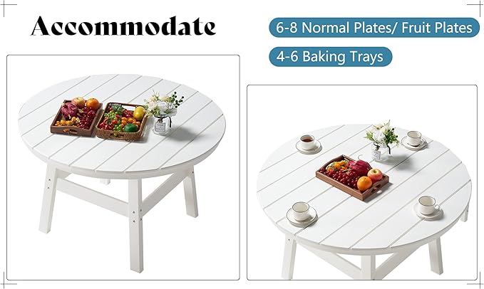 AMERLIFE 5 Piece HDPE Outdoor Dining Table & Chairs Set, All-Weather Patio Table and Chairs Set Furniture with Umbrella Hole for Garden, Backyard, Poolside, Seaside, White