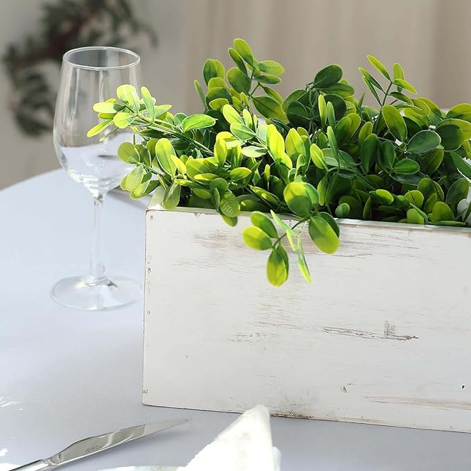 Efavormart 30"x6" Whitewash Wood Planter Box with Plastic Liner, DIY Rustic Rectangle Wooden Box for Succulents, Long Wedding Table Centerpieces and Farmhouse Decor