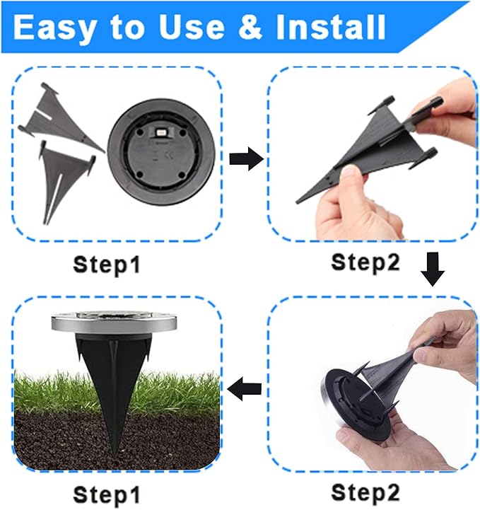 4.6 Inch Diameter Solar Ground Lights, Waterproof Solar Garden Lights, Outdoor Garden Waterproof Bright in-Ground Light, Landscape Lighting for Pathway,Yard,Lawn,Patio,Walkway (12 Pack White Light)