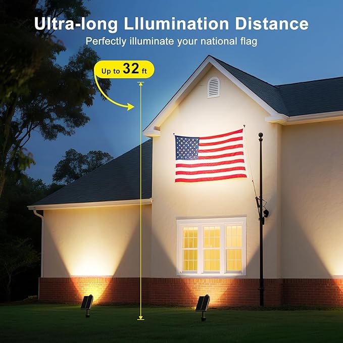 Boajuna Solar Spot Light Outdoor, Solar Landscape Spotlight Waterproof Security Wall Lamp Lights for Patio Yard Lawn Driveway Trees Flags Christmas Decor