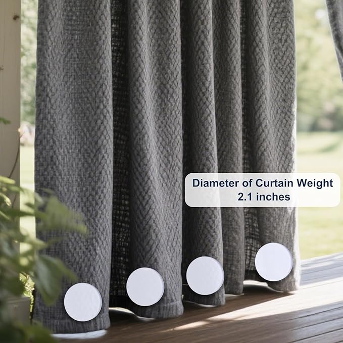 3LB Heavy Duty Outdoor Curtain Weights, Strong Magnetic Gazebo Curtain Weights, Rubber Covered Waterproof Drapery Weight, Prevent Curtain Liner from Blowing Around, White, 6 Pairs