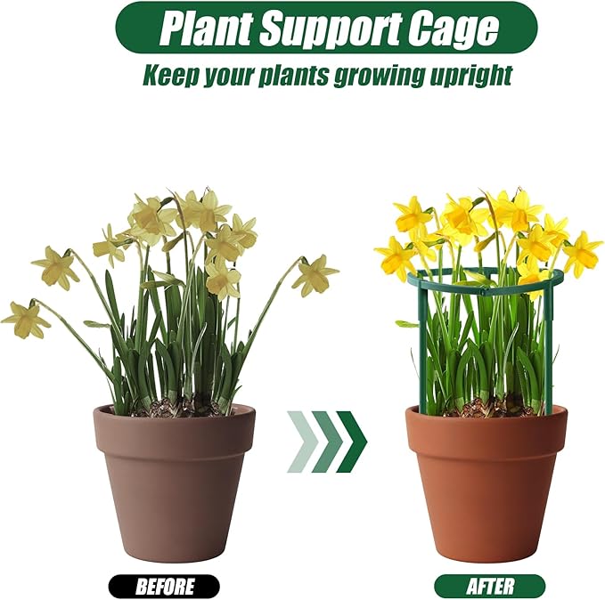 Uzoli 12 Pack Plant Support Stakes Sets - Versatile Plant Cages, Stackable 3 Tier Garden Flower Support，Plant Stakes for Indoor Outdoor Plants Tomato, Peony, Monstera, Hydrangea, Climbing Plants