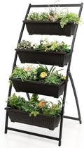 Giantex 5.2FT Vertical Raised Garden Bed, 4-Tier Elevated Planter Box w/4 Containers & Drainage Holes, Indoor Outdoor Freestanding Planter for Vegetables, Herbs, Flowers, Heavy-Duty Metal Frame