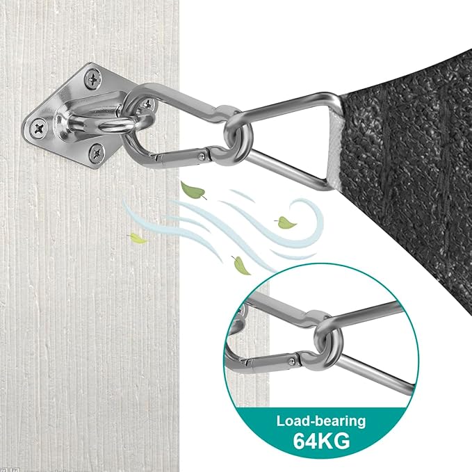 Sun Shade Sail Hardware Kit 6 Inch for Rectangle & Triangle Shade Sail Install, Stainless Steel ShadeSail Fixing Accessories for Outdoor Patio Canopy Garden, Heavy Duty Awning Attachment 80 Set