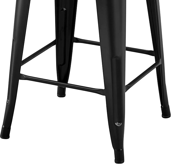 Yaheetech Bar Stools Set of 4, Metal Counter Height Chairs, 30 Inch Industrial Kitchen Stools with Backrest and Footrest for Indoor/Outdoor, Matte Black