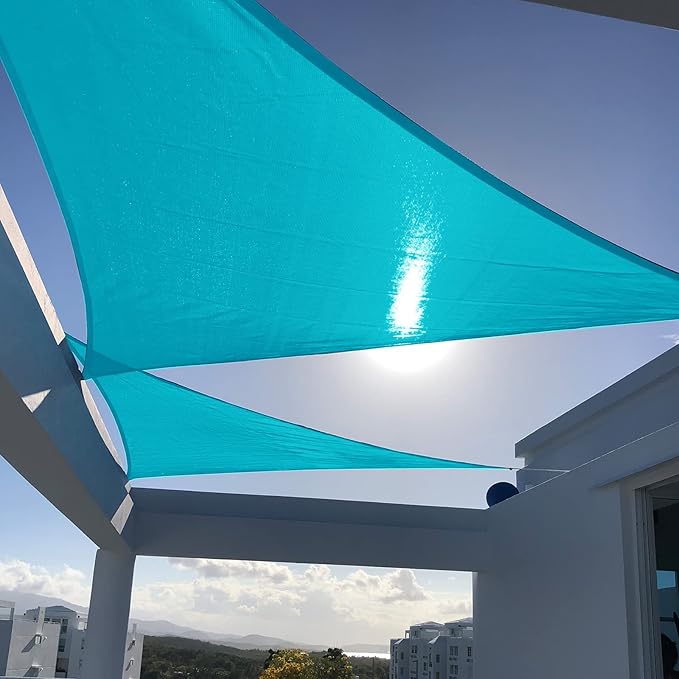 SUNNY GUARD Custom Size 8'x10'x12.8'Turquoise Blue Sun Shade Sail Right Triangle UV Block Shade for Backyard Yard Patio Deck Garden(Customized)