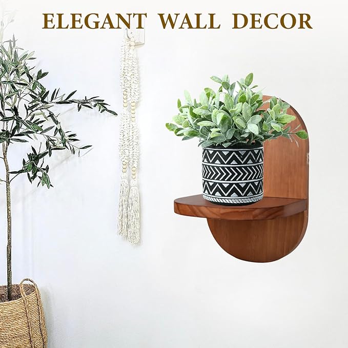 ARTORA Wall Mounted Plant Holder, Wooden Flower Pot Wall Hanging Shelf Black Indoor Outdoor Decorative Floating Shelves Planter Hanger Racks for Wall Bedroom Living Room Porch Balcony Decor (1 Pack)