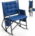 EVER ADVANCED Lightweight Folding Rocking Camping Chair, Padded Portable Rocker Chair for Patio, Lawn and Outdoors, Heavy Duty Hard Armchair for Adults, Blue