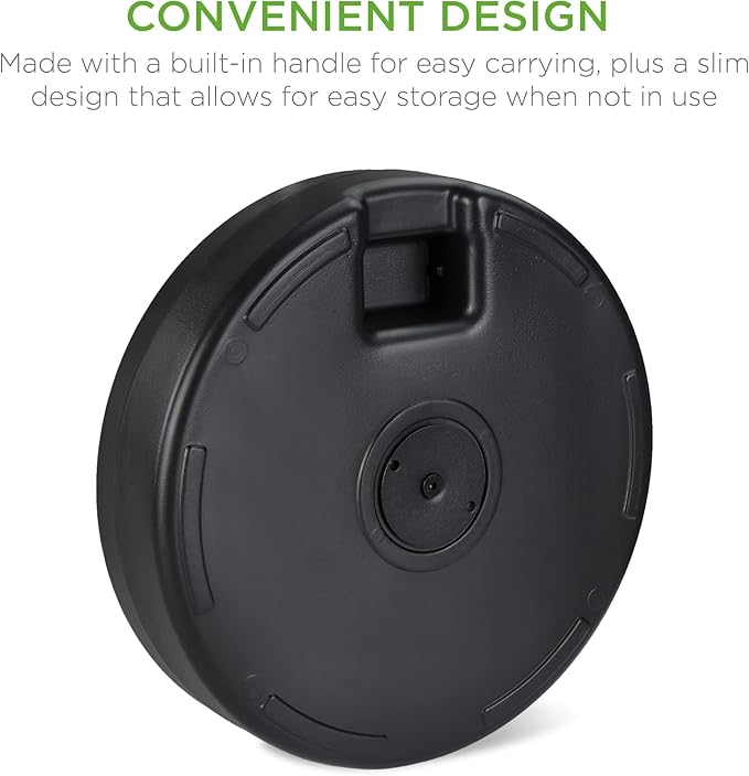 Best Choice Products Fillable Umbrella Base Stand, Round Faux Wicker Plastic Patio Umbrella Base Stand, Pole Holder for Outdoor, Lawn w/ 55lbs Weight Capacity, 2 Adjustment Knobs