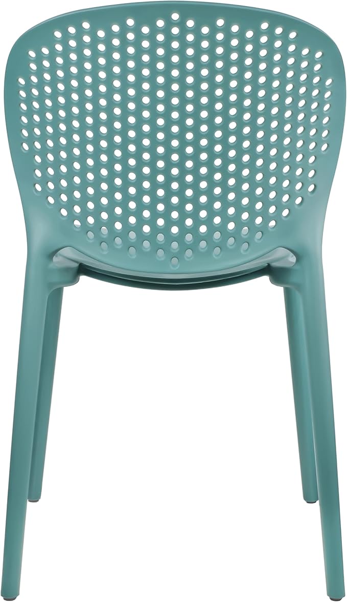 2xhome Set of 2 Patio Dining Chairs | Modern Stackable Outdoor Pool Side Chair | Weather Resistant Plastic for Yard, Porch, Balcony, Kitchen, Teal