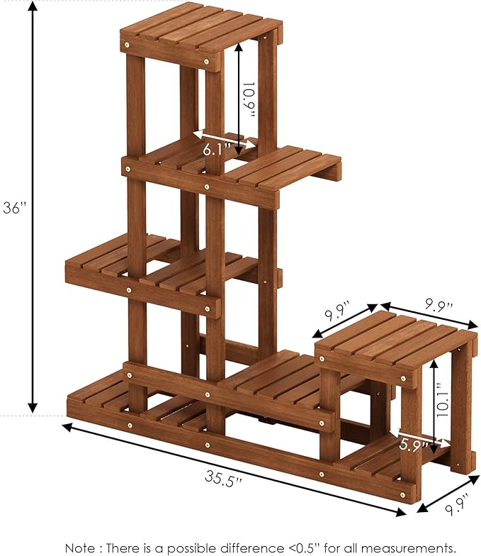 Furinno FG18451 Tioman Hardwood Patio Furniture Outdoor Flower Stand in Teak Oil, Natural