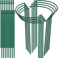 8 Pack 32 or 16 inch Adjustable Plant Support Stakes, Heavy-Duty Half Round Peony Support, Garden Plant Stakes Cage for Outdoor Plants, Peony, Tomato, Hydrangea, (16In Support +16In Extension Tubes)