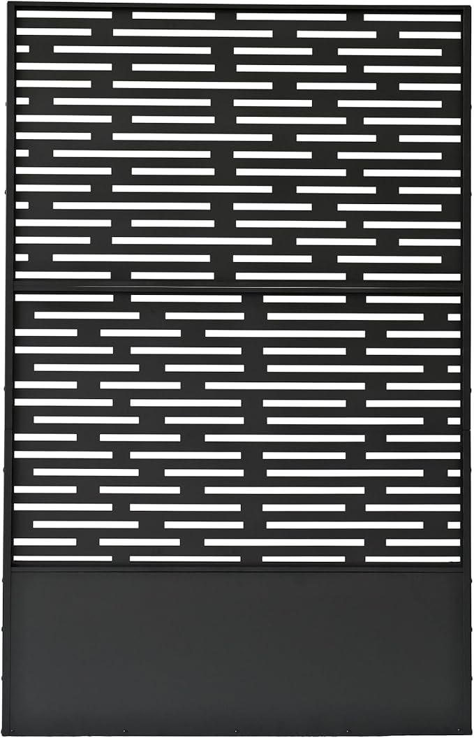 Oakland Living 6 ft. X 4 ft. Black Freestanding Metal Privacy Screen Room Divider with Flower Box