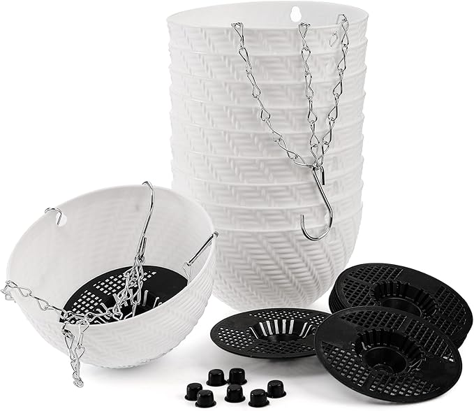 Foraineam 10 Pieces 6 Inch Hanging Planters, Garden Self-Watering Flower Plant Pot Container, Mini Succulent Planter Pots with Hanging Chain