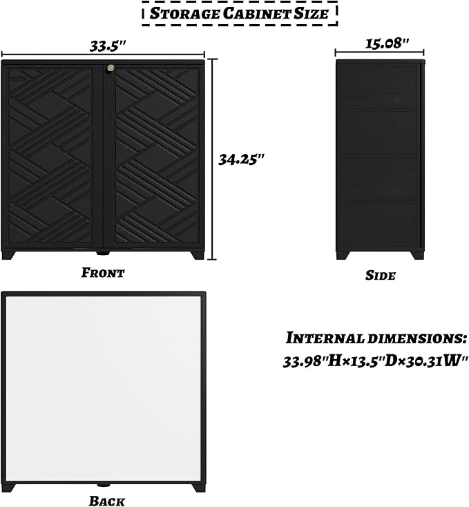 Outdoor/Indoor Storage Box,Resin and Plastic Storage Cabinet Waterproof,Outdoor Cabinet for Patio/Garden/Balcony/Backyard/All Room(NO Shelf-Black)