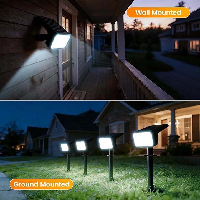 Fabrito Solar Spot Lights Outdoor 4 Pack, [108Leds, 4 Modes] Auto On/Off Spotlights, IP67 Waterproof Landscape Lights for Tree, Yard, Patio, Pool, Pathway, Driveway, Cool White