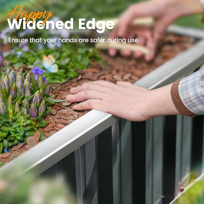 KING BIRD Raised Garden Bed 68" x 36" x 12" (2 Packs) Galvanized Steel Metal Outdoor Planter Kit Box for Vegetables, Flowers, Fruits, and Herbs, Dark Grey
