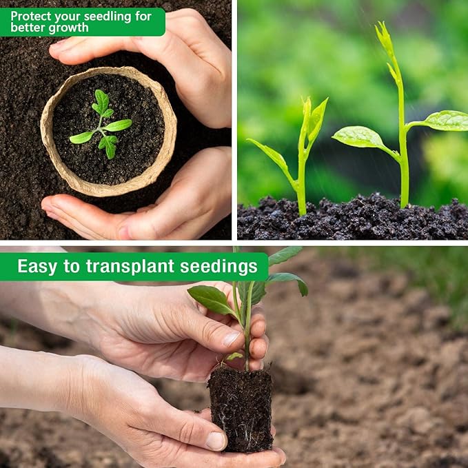 homenote Peat Pots, 120 Pcs 3.15 Inch Seed Starting Pots with Drainage Holes Round Nursery Plants Pots with Bonus 20 Plant Labels