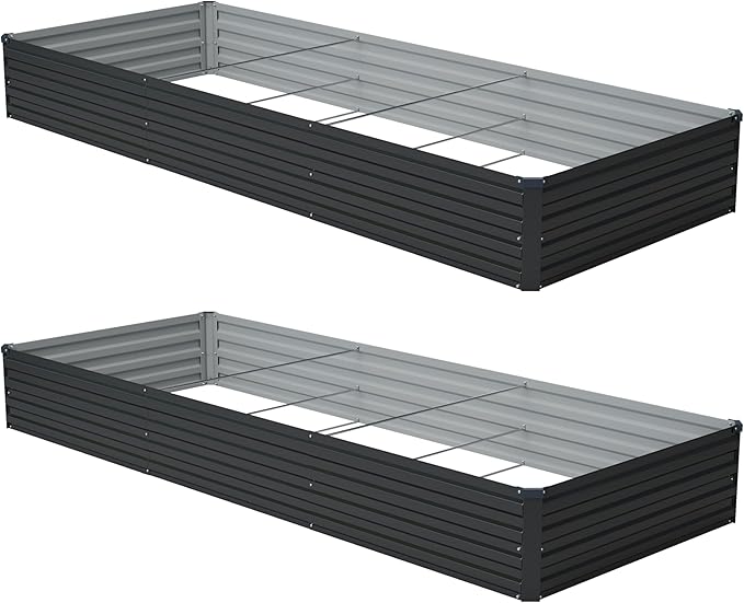 12x4x1 ft(2 Pack) Galvanized Raised Garden Bed,Outdoor Planter Box Metal Patio Kit Planting Bed for Vegetables Flowers and Succulents,Black