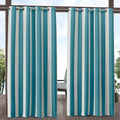 Exclusive Home Canopy Stripe Indoor/Outdoor Grommet Top Curtain Panel, 54"x84", Teal / White, Set of 2