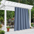 NICETOWN Outdoor Curtain for Patio Waterproof Extra Wide 84 inch, Sun Blocking Vertical Blinds Thermal Insulated Stainless Grommet for Front Porch/Gazebo/Lanai, Stone Blue, 1 Piece, 84 inch L