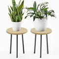 Plant Stand Indoor 14'': Indoor Plant Stand 2 Pack Metal Plant Table - Wood Plant Stool Outdoor Small Round Side End Table Mid Century Modern Decor - Home Decor