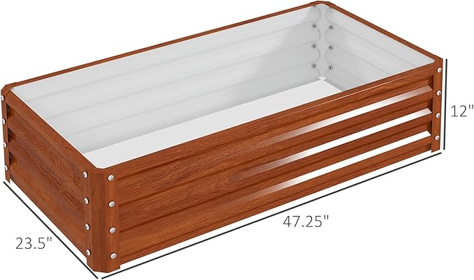 Outsunny Galvanized Raised Garden Bed, 4' x 2' x 1' Metal Planter Box, for Growing Vegetables, Flowers, Herbs, Succulents, Brown