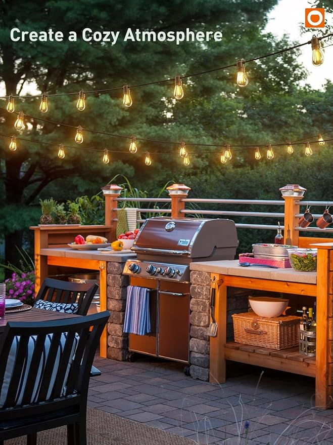addlon 100FT LED Outdoor String Lights, Remote Dimmable Patio Lights with Timer & 3 Lighting Modes, 32 Shatterproof Edison Bulbs, Waterproof Connectable String Lights for Outside Backyard Porch Party