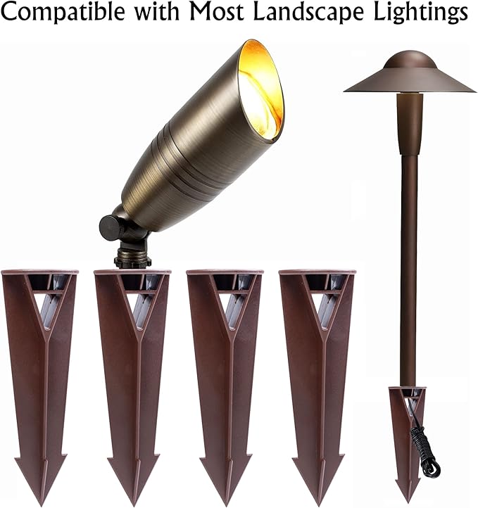 ABS Plastic Ground Stake Spike Replacement for Low Voltage Landscape Light，Outdoor Garden Spotlight Pathway Flood Light,1/2"-14 NPSM Thread