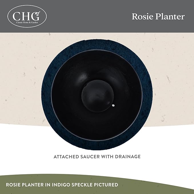 Classic Home and Garden Rosie Modern Planter w/Drainage - Contemporary Planter Bowls - Shallow Round Vases for Small Plants - Versatile Indoor & Outdoor Pots (10” Earth)