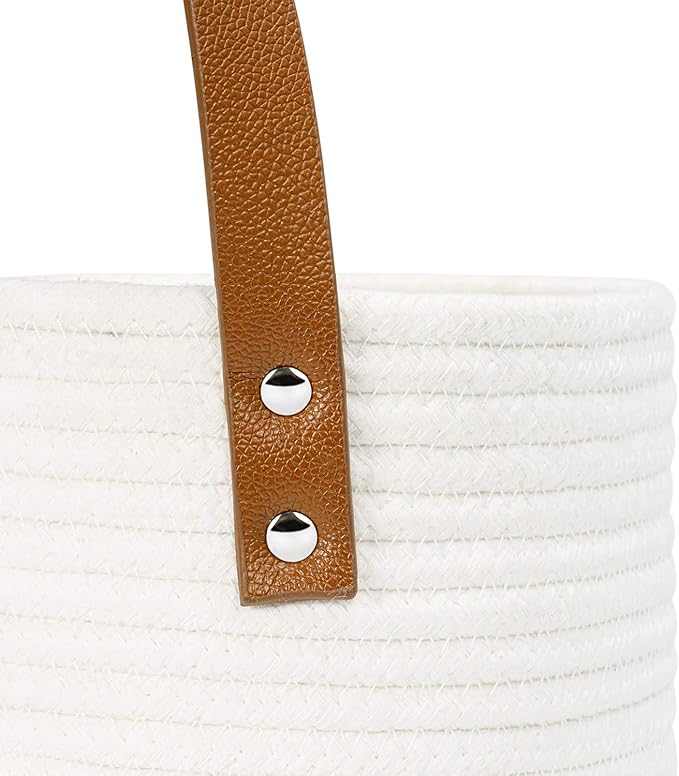 Goodpick 2pack Jute Rope Hanging Basket - Small Woven Fern Wall Hanging Baskets Flower Plants, Woven Basket Key Storage Baskets, White and Jute 7.87 x 7 x 11.7 inches