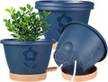 Plant Pots, Flower Pots for Indoor/Outdoor Plants, Self Watering Plastic Planters Pots with Drainage Holes, Saucer & Reservoir, Decorative Nursery Planting Pots(10 Inch Set of 4)