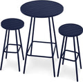 Best Choice Products 3-Piece Patio Dining Set, Bar Height, Outdoor Bistro Set, Outdoor Round Bar Table w/ 2 Bar Stools, Steel - Navy