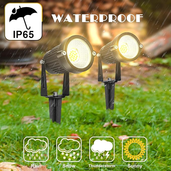 Low Voltage Landscape Lights IP65 Waterproof 7W 700LM LED Outdoor Lighting with Connectors for Garden Yard Pathway Pool | 12V 24V 2700K Tree Spotlights | Warm White - 6 Pack