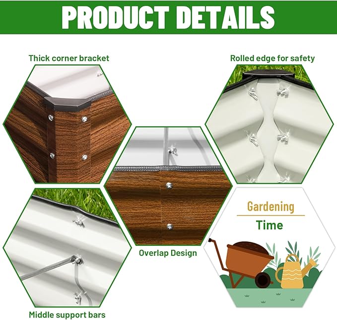 SnugNiture Galvanized Raised Garden Bed 4x4x1FT Outdoor Large Metal Planter Box Steel Kit for Planting Vegetables, Flowers