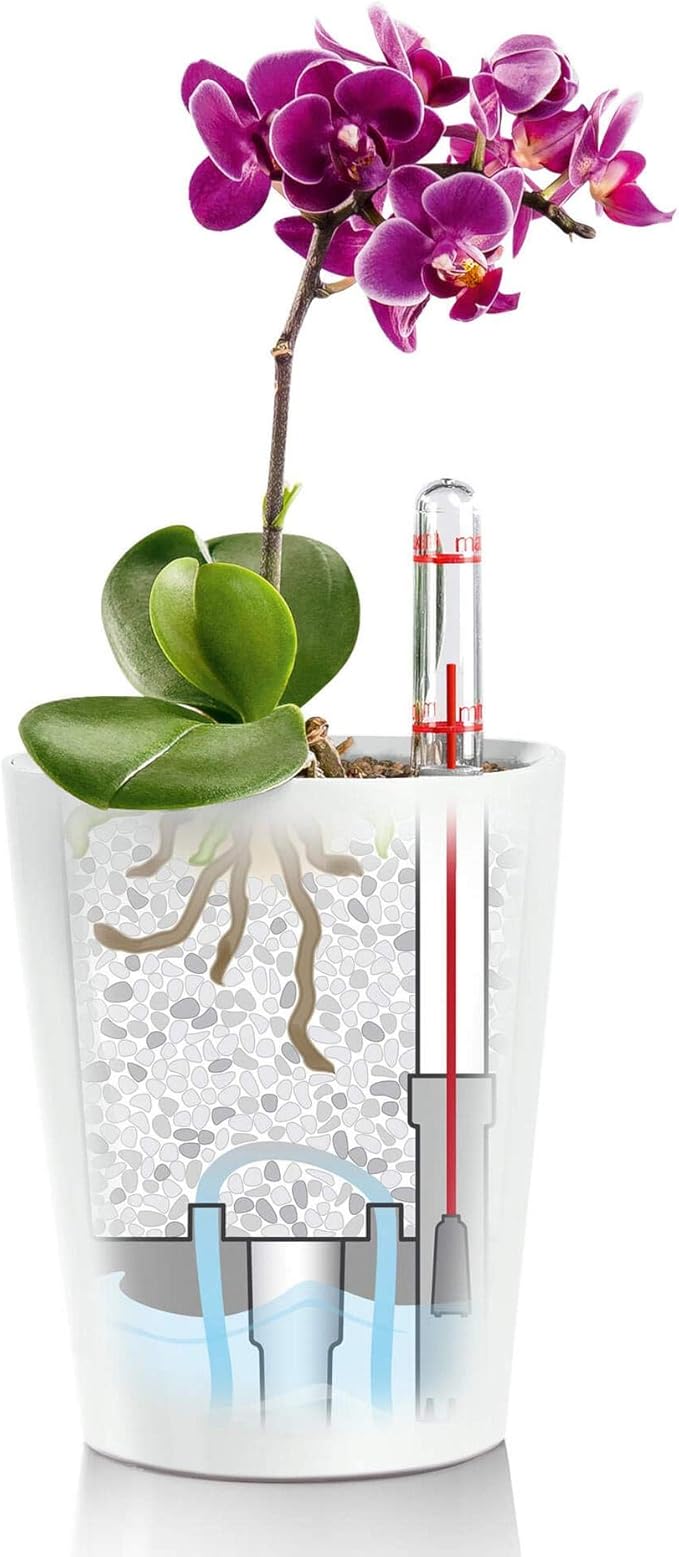 Lechuza MINI-DELTINI Charcoal Metallic, Self-Watering Small Indoor Planter, H5.1 L3.9 W3.9 in